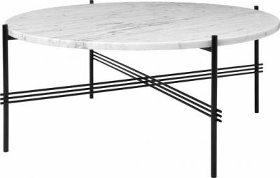 Gubi Table basse TS - Marbre - Bianco Carrara - mat noir - 80 cm