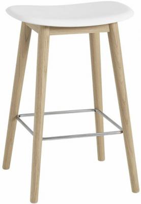 Muuto - Tabouret de bar Fiber Wood Base H 65 cm, ch&ecirc;ne naturel / blanc