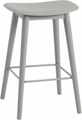 Muuto - Tabouret de bar Fiber Wood Base H 65 cm, gris