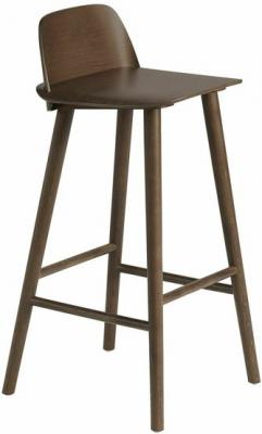 Tabouret de bar Nerd ch&ecirc;ne teint&eacute; brun fonc&eacute; H89 cm - Muuto