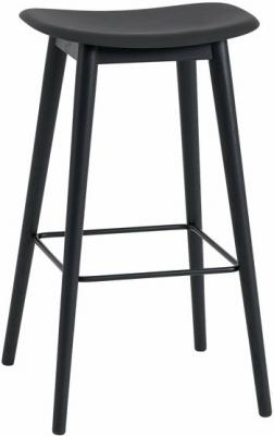 Tabouret de bar 75 cm noir pi&eacute;tement en ch&ecirc;ne Fiber - Muuto