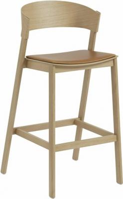 Muuto Tabouret de bar Cover avec rembourrage en cuir - Cuir Cognac