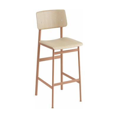 Tabouret de bar Loft ch&ecirc;ne et acier dusty rose H108,5 cm - Muuto