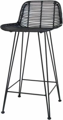 HKliving Tabouret fauteuil en rotin noir