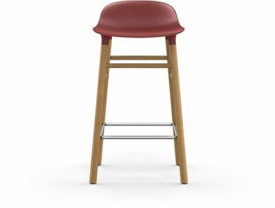 Chaise de bar Form avec structure en bois - rouge - Ch&ecirc;ne - 65 cm