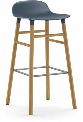 Chaise de bar Form avec structure en bois - bleu - Ch&ecirc;ne - 75 cm