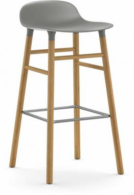 Chaise de bar Form avec structure en bois - gris - Ch&ecirc;ne - 75 cm