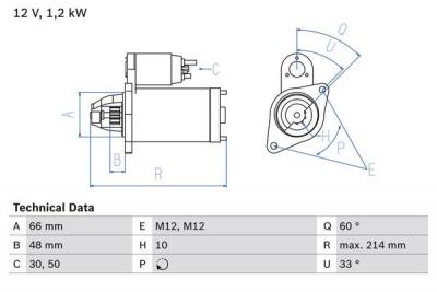 BOSCH D&eacute;marreur, 12 V, par ex. pour Audi