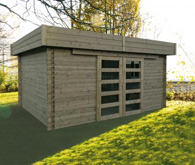 SOLID Abri de jardin bois - Autoclav&eacute; et Toit plat - 11,89m&sup2; - VIBORG