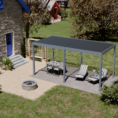  Pergola bioclimatique motoris&eacute;e Ombr&eacute;a 3x6M autoportante - Anthracite