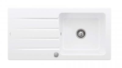 SCD Evier 1 grand bac 1 &eacute;gouttoir en c&eacute;ramique ARCHITECTURA coloris blanc 