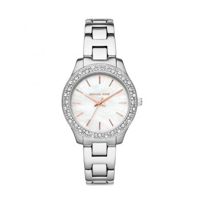 MICHAEL KORS Montre  Liliane &agrave; Trois aiguilles en Acier Inoxydable pour femme, MK4556