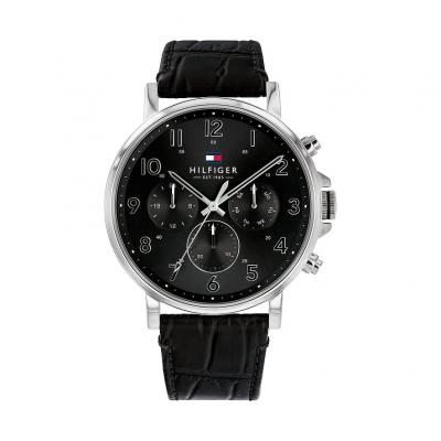 TOMMY HILFIGER Montre Homme  Daniel 1710381 bracelet en cuir noir