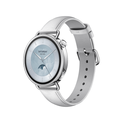 XIAOMI Montre connect&eacute;e - - Watch S4 - Ecran AMOLED 41mm - Cuir Blanc - Autonomie 8 jours