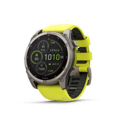 GARMIN Montre Connect&eacute;e  Fenix 8 Solar Sapphire GPS 51mm Jaune