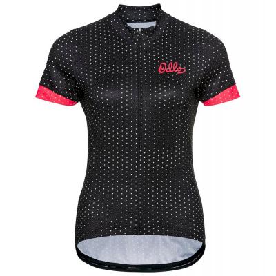 ODLO  Essential Print Stand-up Collar S/s Fz W - Rose / Noir - taille L 2022 