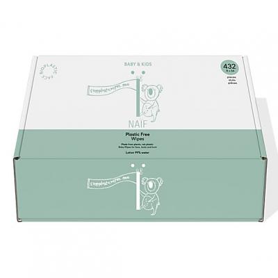 NAIF Na&iuml;f Lingettes b&eacute;b&eacute; sans plastique 8x54, 432 pi&egrave;ces