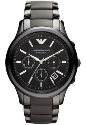 EMPORIO ARMANI Montre  Ceramica AR1452 chronom&egrave;tre noir en c&eacute;ramique