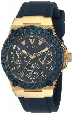GUESS  Legacy Homme 45mm Bracelet Silicone Bleu Quartz Montre W1049G2