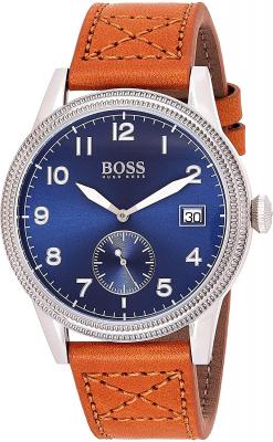 HUGO BOSS HB Legacy Blue Dial  StlBrown Lth Stp - 1513668