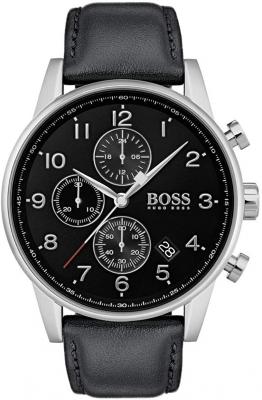 HUGO BOSS Montre aviateur  Navigator 1513678 Bracelet en cuir noir