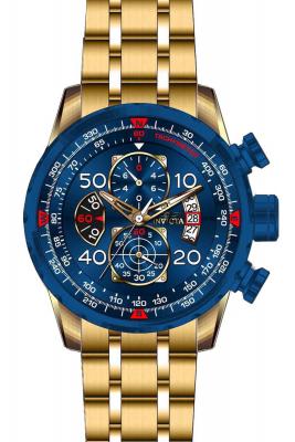 INVICTA Montre Homme  Aviator 19173 Cadran bleu et bracelet dor&eacute;