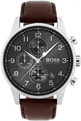 HUGO BOSS Montre  Navigator Chronom&egrave;tre 1513494 bracelet cuir marron