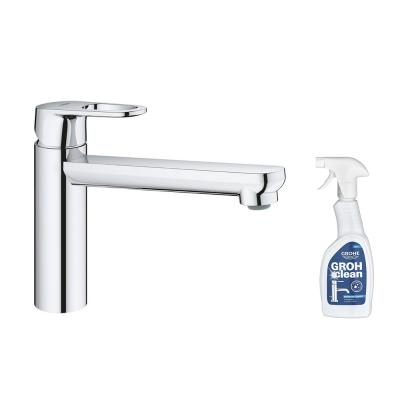 GROHE Mitigeur cuisine start flow bec bas chrom&eacute; + nettoyant robinetterie grohclean