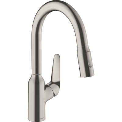 HANSGROHE Robinet mitigeur de cuisine 180 avec douchette extractible et 2 jets Focus M42 acier 