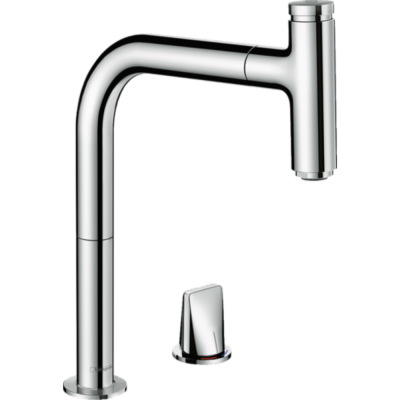 HANSGROHE Mitigeur de cuisine 2 trous 200, avec douchette extractible 1 jet, sBox chrom&eacute; 