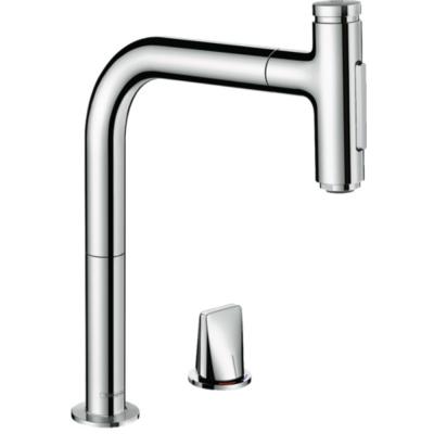 HANSGROHE Cuisine metris select m71 200 2 trous avec douchette extractible 2 jets sbox, chrom&eacute;