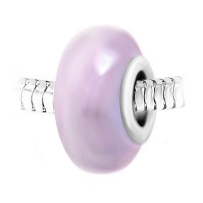 SO CHARM BIJOUX Charm perle verre nacr&eacute; rose et acier par SC Crystal BEA0004