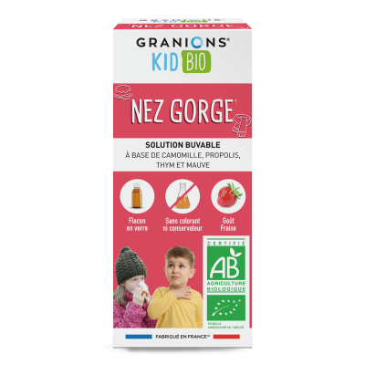 GRANIONS Kid Bio Nez Gorge - Solution Buvable Aux Plantes Go&ucirc;t Fraise - 125 ml