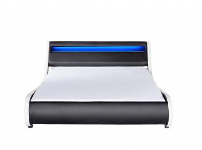 Lit avec sommier et t&ecirc;te de lit LED en PU 160x200 cm NEON
