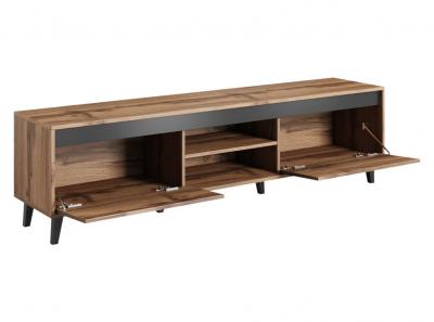 MEUBLES LINE Meuble tv martin 2 portes et 2 niches 170cm - gris / bois