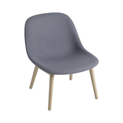 MUUTO Chaise lounge Fiber tissu bleu Divina 154 & pi&egrave;tement bois - 