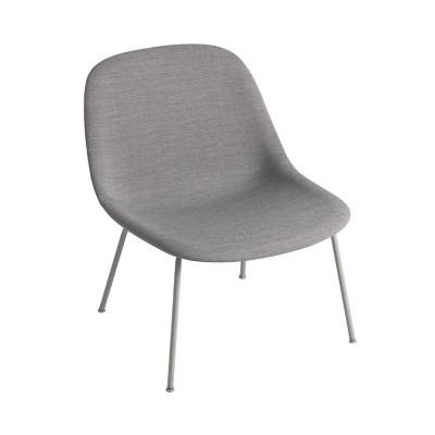 MUUTO Chaise lounge Fiber tissu gris Remix 133 & pi&egrave;tement acier - 