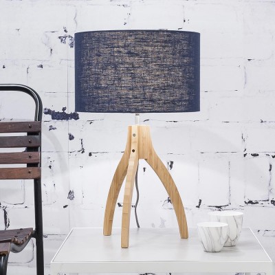 GOOD & MOJO Lampe &agrave; poser Annapurna lin bleu denim - 