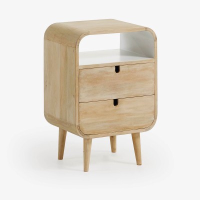 Table de chevet Georg naturel et blanc 40x60,5cm - Kave Home