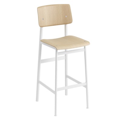 Tabouret de bar Loft ch&ecirc;ne et acier blanc H108,5 cm - Muuto