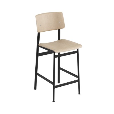 Tabouret Loft ch&ecirc;ne et acier noir H98,5 cm - Muuto