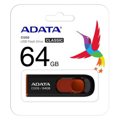 ADATA  Classic Series C008 - Cl&eacute; USB - 64 Go - USB 2.0 - noir, rouge