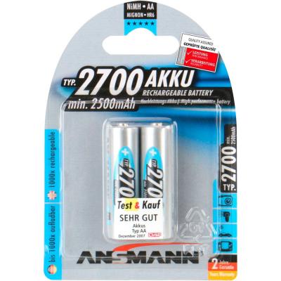 ANSMANN Piles  NiMH Mignon AA 2700mAh, blister de 2 piles