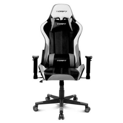 DRIFT DR175GRAY Si&egrave;ge Gamer Accoudoirs R&eacute;glables 2D Coussin Lombaire et Cervical Simili Cuir Noir