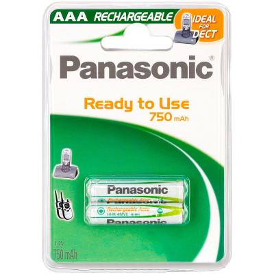 Panasonic 1x2 Nimh Micro Aaa 750mah Dect Ready To Use Batteries Blanc