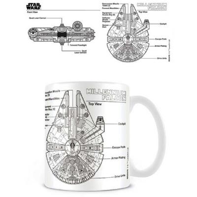 PYRAMIDE Mug de Star Wars - Millennium Falcon Sketch - pour Unisexe - blanc