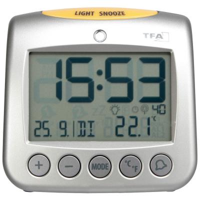 TFA  Dostmann 60.2514 Radio Alarm Clock Argent&eacute;