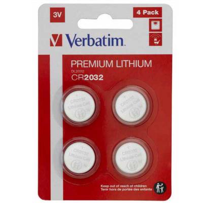 VERBATIM  49533 Cr 2032 Lithium Batteries 4 Units Argent&eacute;