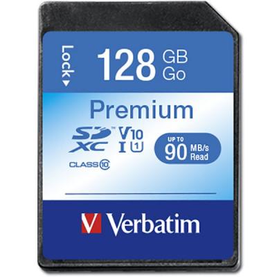 VERBATIM  Premium - Carte m&eacute;moire flash - 128 Go - UHS Class 1 / Class10 - 600x - SDXC UHS-I 