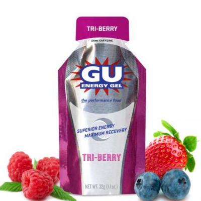 GU  24 Units Tri Berry Energy Gels Box Multicolore